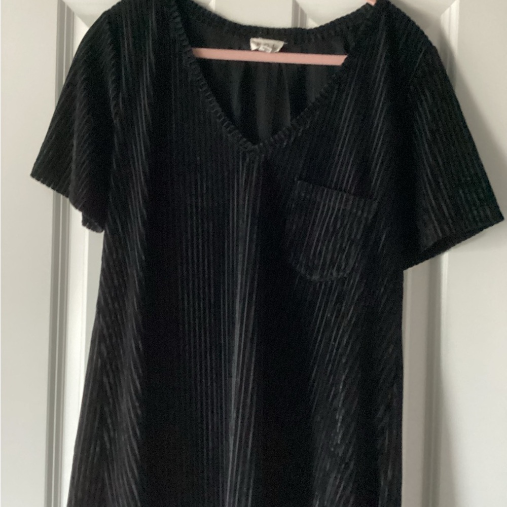 Black Velvet V-Neck Top